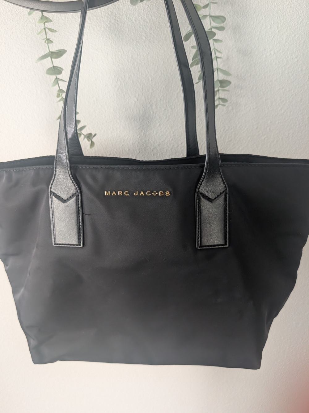 Marc Jacobs Black Nylon Tote with Gold Logo